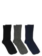 Fine Cotton Rib Socks 3-Pack Lingerie Socks Regular Socks Black Mp Den...