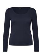 Rib-Knit Long-Sleeve Scoopneck Tee Tops T-shirts & Tops Long-sleeved N...