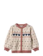 Nova Multi Heart Cardigan Tops Knitwear Cardigans Pink Fliink