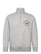 Printed Graphic Half Zip Tops Sweat-shirts & Hoodies Sweat-shirts Grey...