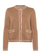 Contrast Knit Cardigan Tops Knitwear Cardigans Beige GANT