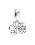 Rose Heart Sterling Silver Double Dangle Kaulakoru Riipukset Silver Pa...