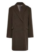 Over D Knee-Length Wool-Blend Coat Villakangastakki Pitkä Takki Brown ...