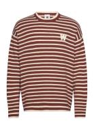 Wwtya Striped Over D Jumper Tops Knitwear Round Necks Brown WOOD WOOD