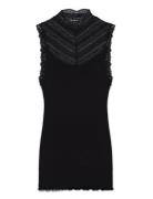 Rwbenita Silk Sl Turtleneck Lace To Tops T-shirts & Tops Sleeveless Bl...