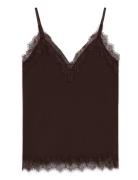 Rwbillie Sl Lace Strap Top Tops T-shirts & Tops Sleeveless Brown Rosem...