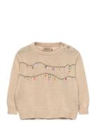 Knit Pullover Embr. Lisa Tops Knitwear Pullovers Beige Wheat