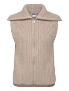 Knitted Zip Vest Vests Knitted Vests Beige Weekday
