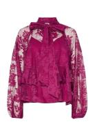 Yaslacilla Ls Lace Top - Show Tops Blouses Long-sleeved Pink YAS