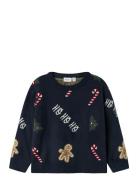 Nmmrasko Ls Knit Box Tops Knitwear Pullovers Navy Name It