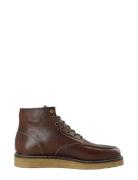 Biajesper Moc Toe Boot Waxed Leather Nyörisaappaat Brown Bianco