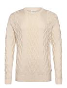 Cable O-Neck Knit Tops Knitwear Round Necks Cream Lindbergh