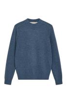 Akrico Lambswool Knit Tops Knitwear Round Necks Blue Anerkjendt