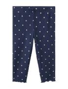 Ribbed Floral Leggings Bottoms Leggings Navy Mango