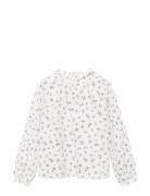 Floral Cotton T-Shirt Tops Blouses Long-sleeved Cream Mango