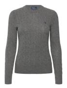 Cable Wool-Cashmere Crewneck Sweater Tops Knitwear Jumpers Grey Polo R...