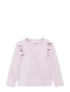 Frills Cotton T-Shirt Tops T-shirts Long-sleeved T-shirts Purple Mango