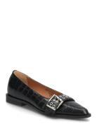 Biavictoria Buckle Ballet Flat Croco Embossed Leather Ballerinat Black...