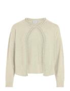 Vizafina L/S O-Neck Pearl Knit Cardi/1 Tops Knitwear Cardigans Cream V...