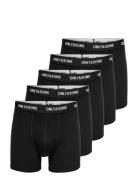 Onsfitz Solid Black Boxer 5-Pack Bokserit Black ONLY & SONS