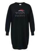 Carsanta Xmas L/S O-Neck Sweat Dress Jrs Lyhyt Mekko Black ONLY Carmak...