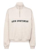 Varsity Sweat Half Zip Sport Sweat-shirts & Hoodies Sweat-shirts Beige...
