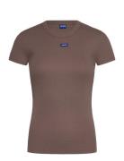 Easy Tee_B Tops T-shirts & Tops Short-sleeved Brown HUGO BLUE