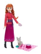 Disney Frozen Anna Fashion Doll & Wolf Cub Figure With 4 Nurturing Acc...