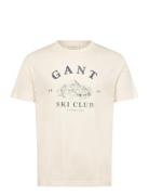 Graphic Ss T-Shirt Tops T-shirts Short-sleeved Cream GANT