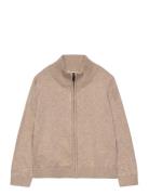 Zipped Knit Cardigan Tops Knitwear Cardigans Beige Mango