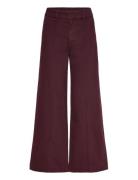 High-Waisted Wide-Leg Jeans With Stitching Bottoms Jeans Wide Burgundy...