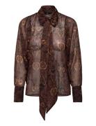 Paisley-Print Blouse With Foulard Tops Shirts Long-sleeved Brown Mango