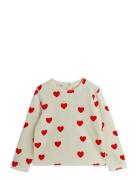 Hearts Aop Velour Top Tops Sweat-shirts & Hoodies Sweat-shirts Cream M...