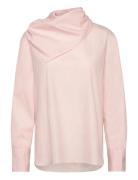 Poplin Blouse With Handkerchief Tops Shirts Long-sleeved Pink Mango