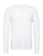 Thermal Henley Tops T-shirts Long-sleeved White Hollister