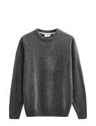 Aksune Chenille Knit Tops Knitwear Round Necks Grey Anerkjendt