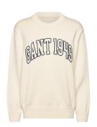 Graphic Cotton C-Neck Tops Knitwear Jumpers Cream GANT