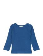 T-Shirt L/S Modal Tops T-shirts Long-sleeved T-shirts Blue Petit Piao