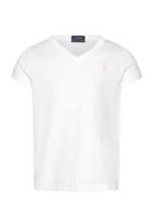 Cotton Jersey V-Neck Tee Tops T-shirts Short-sleeved White Ralph Laure...