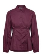 Slfdelia Ls Fitted Shirt Ex Tops Shirts Long-sleeved Burgundy Selected