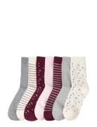 Sock 7 P Floral Stripe Lingerie Socks Regular Socks Multi/patterned Li...
