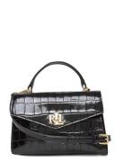 Crocodile-Embossed Small Farrah Satchel Bags Top Handle Bags Black Lau...